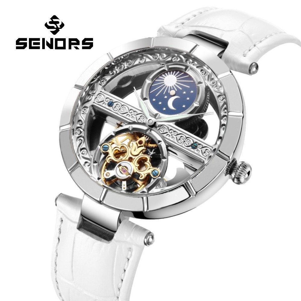 Skeleton Mechanical Watch - Женские Водонепроницаемые механические часы-скелетоны с турбийоном