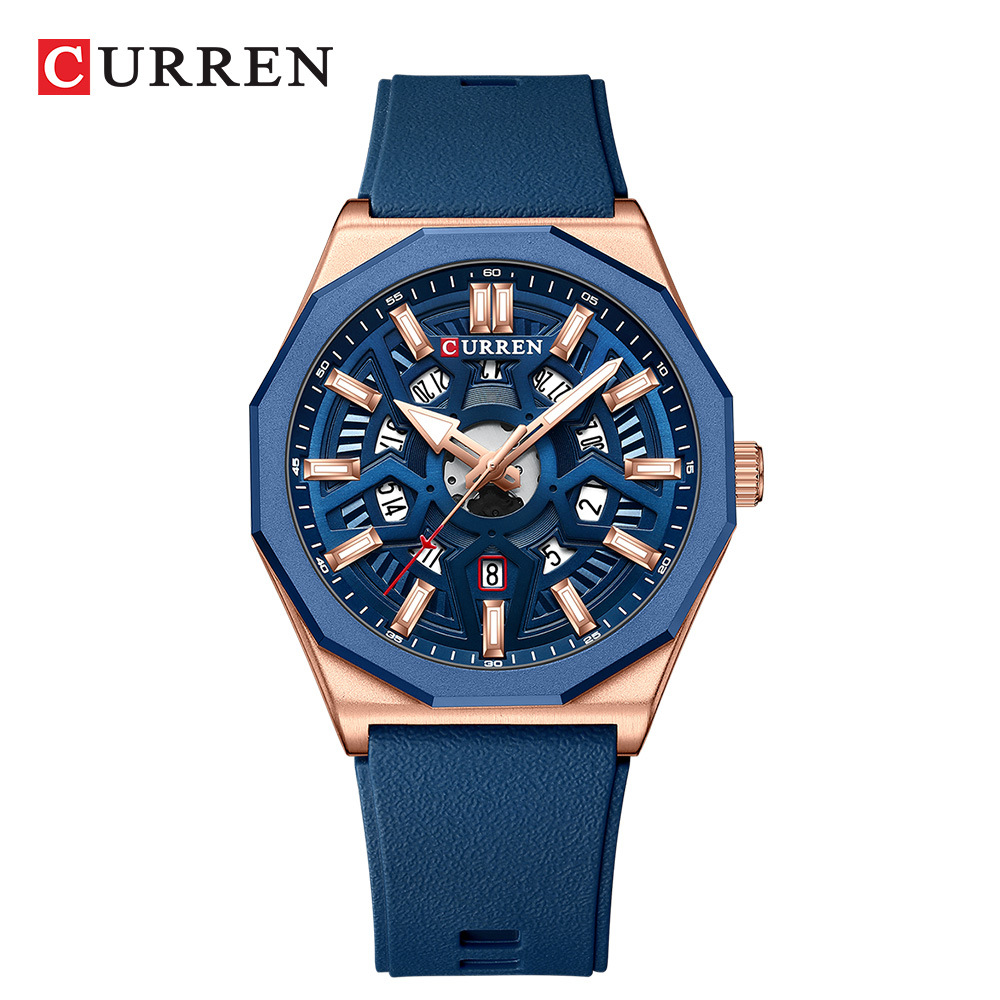 Skeleton Mechanical Watch - CURREN 8437 Унисекс-часы с минималистичным дизайном,