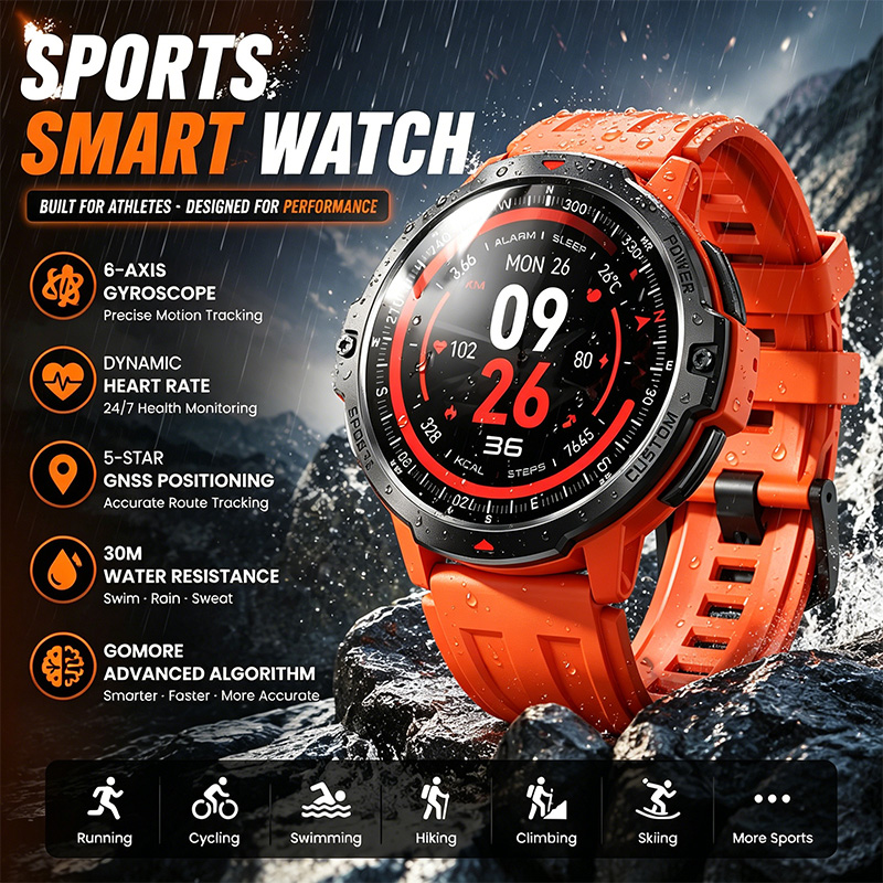 Smartwatch Timex Watches For Men - Умные спортивные часы с GNSS-позиционированием, динамическим