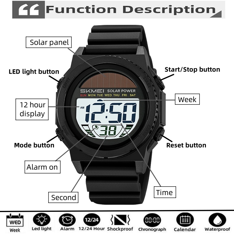 Skmei цифровые часы на солнечн – обзор и цена Tide Watch Surf