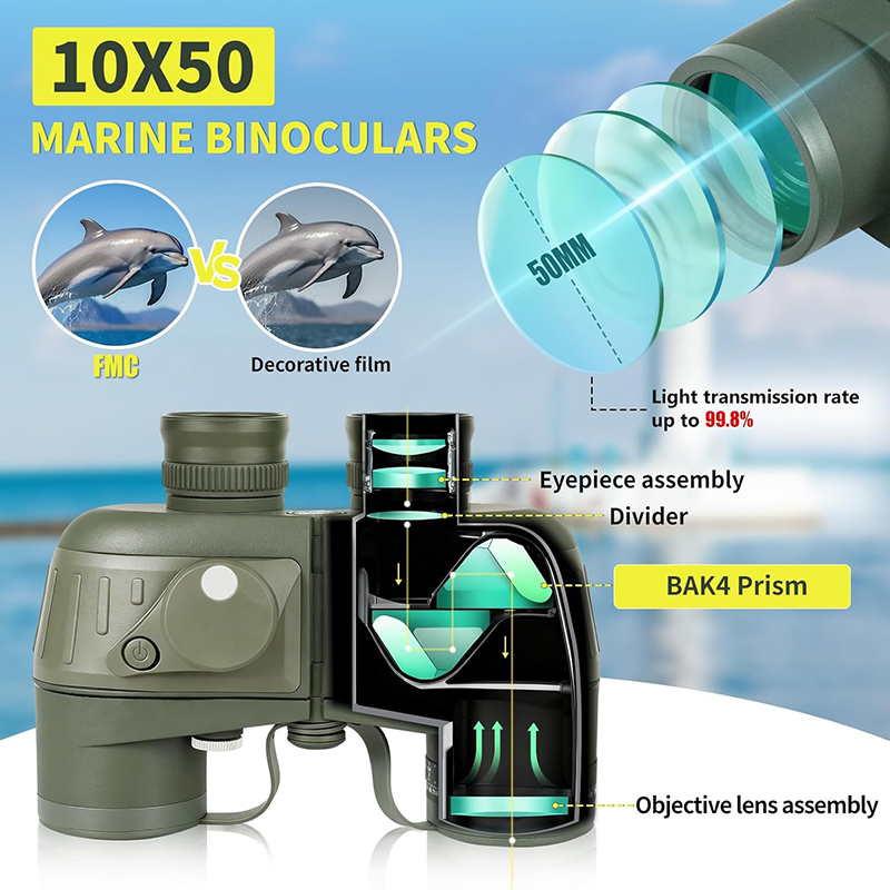 Бинокль 10x50, морской, военны – обзор и цена Tide Watch Surf